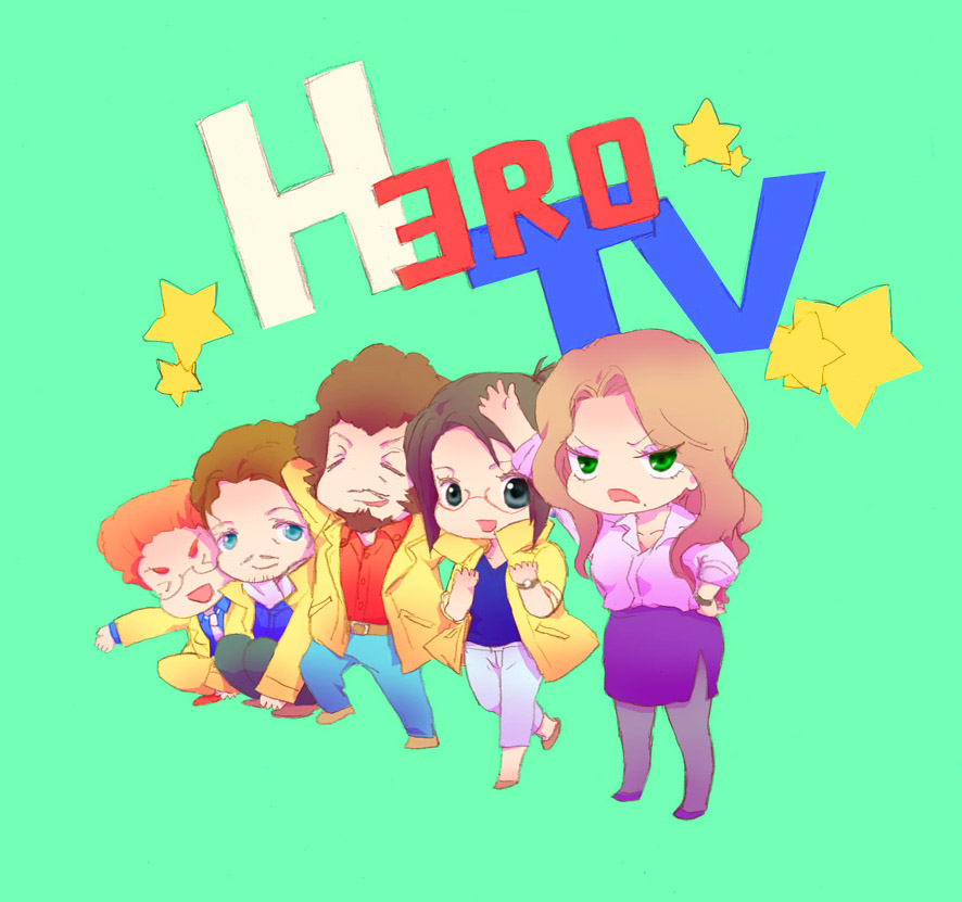 >_<, 3boys, afro, agnes_joubert, bad_id, beard, brown_hair, cain_morris