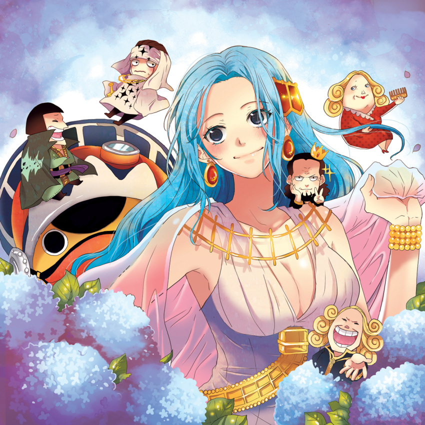 2girls, 4boys, age_difference, beard, bird, blonde_hair, blue_hair, bracelet