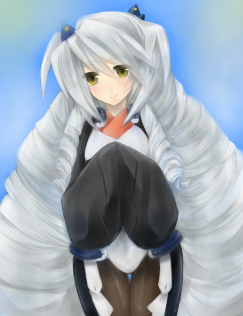 drill_hair, kaze_yaku, kyoukai_senjou_no_horizon, long_hair, neito_mitotsudaira, pantyhose, silver_hair, very_long_hair