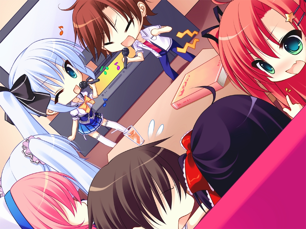 amagami_akito, aqua_eyes, blue_eyes, brown_hair, chibi, game_cg, group, himezono_risa