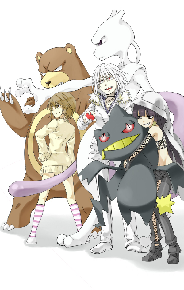 albino, banette, black_hair, brown_eyes, brown_hair, choker, crossover, gradient_hair