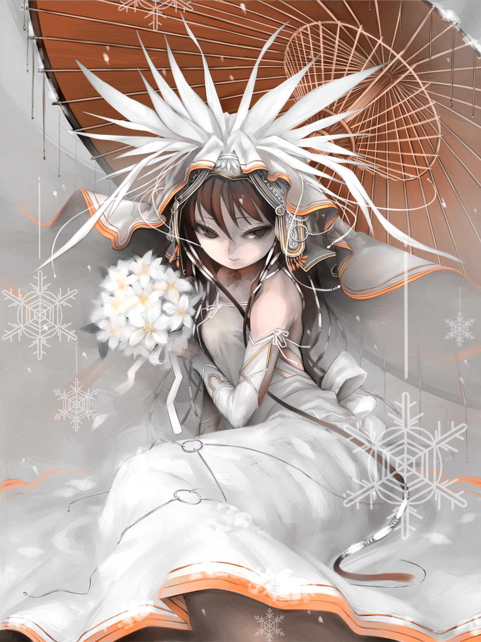 flower, highres, mega5155214x, sangokushi_taisen, solo, umbrella