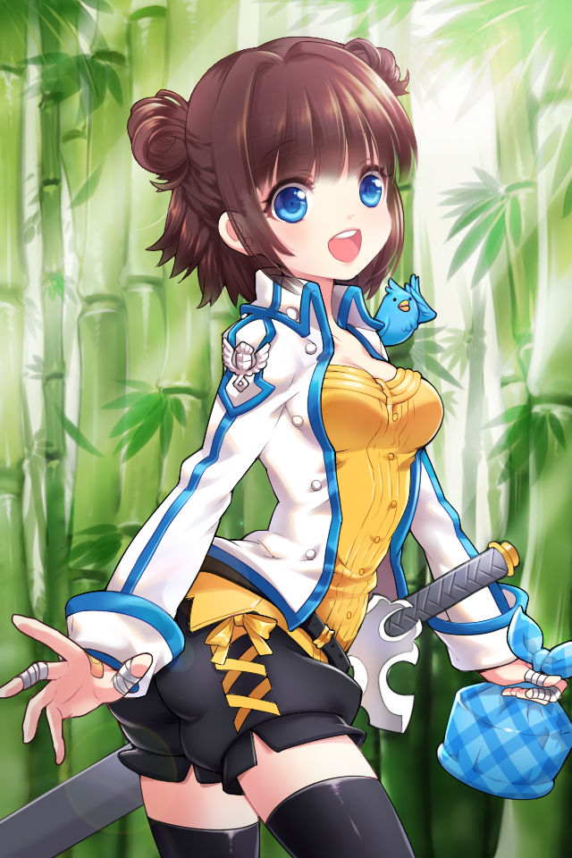 bamboo, bamboo_forest, bandage, bandaged_fingers, bandages, bird, bird_on_shoulder, bittersweet_(dalcoms)