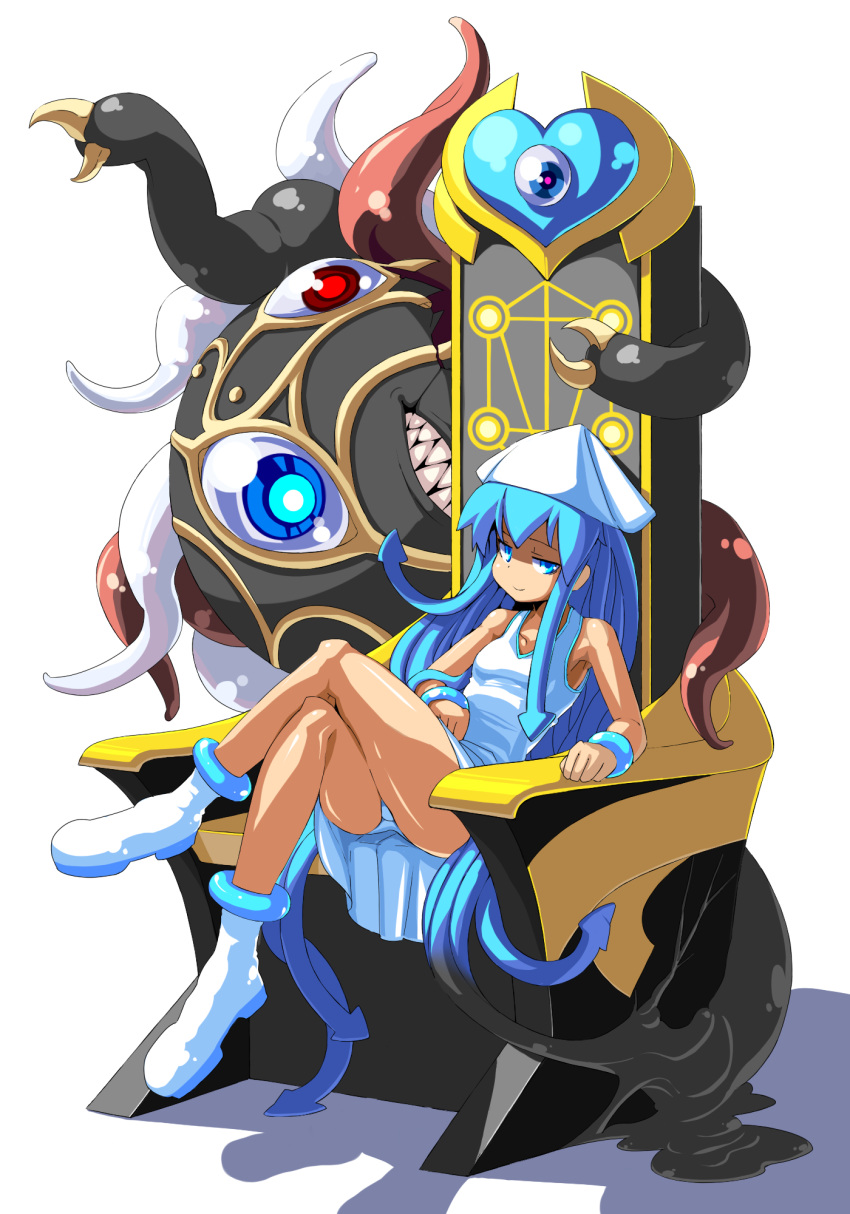 blue_hair, chaos_code, crossover, cthylla, cthylla_(chaos_code), dress, hat, highres