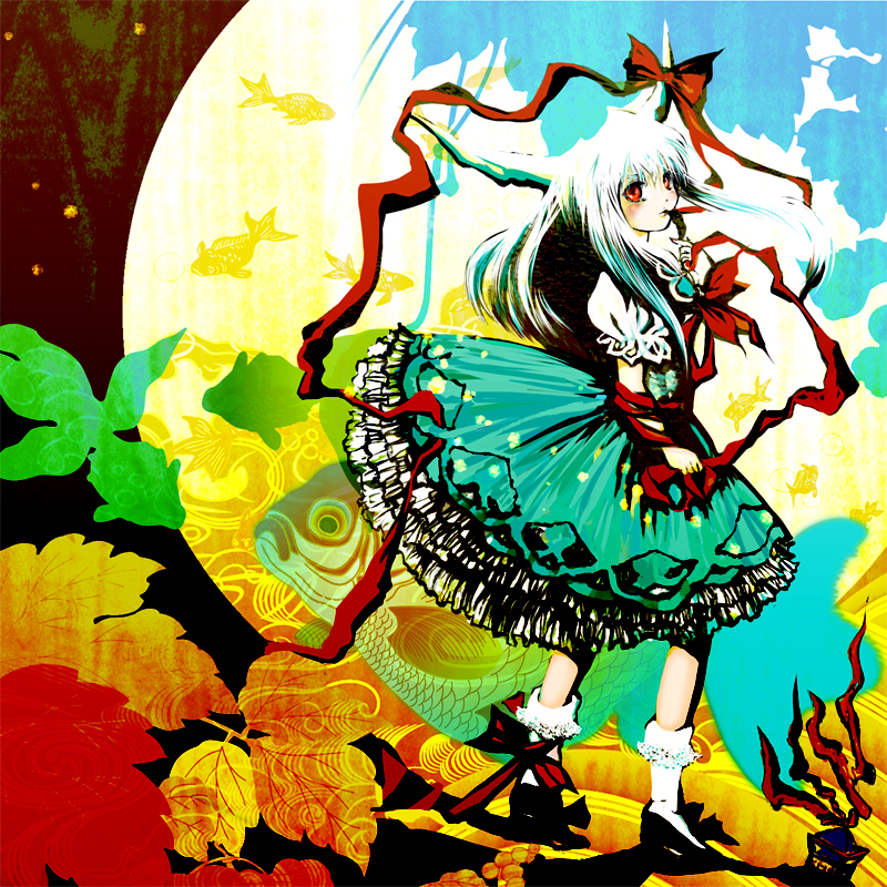 ex-keine, horn_ribbon, horns, kamishirasawa_keine, mirin_wb, mirin_wv, moon, red_eyes