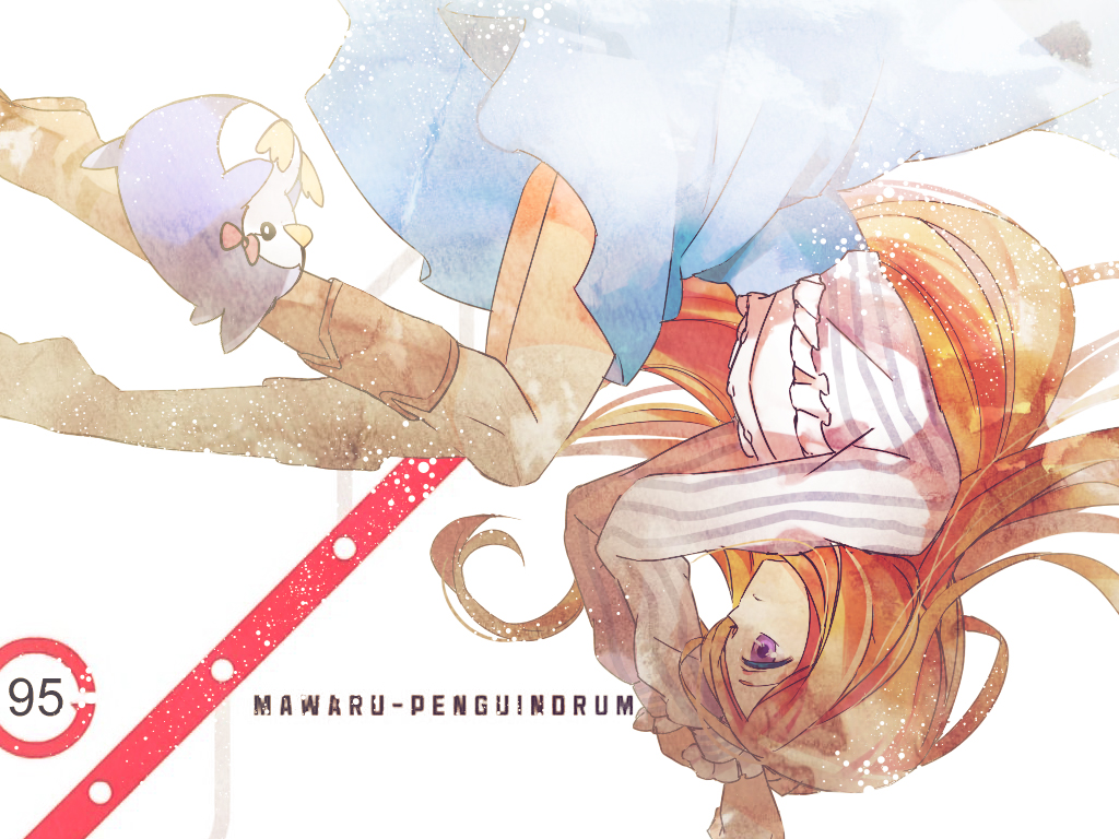 bird, boots, brown_hair, intrinsical, long_hair, mawaru_penguindrum, penguin, penguin_3-gou