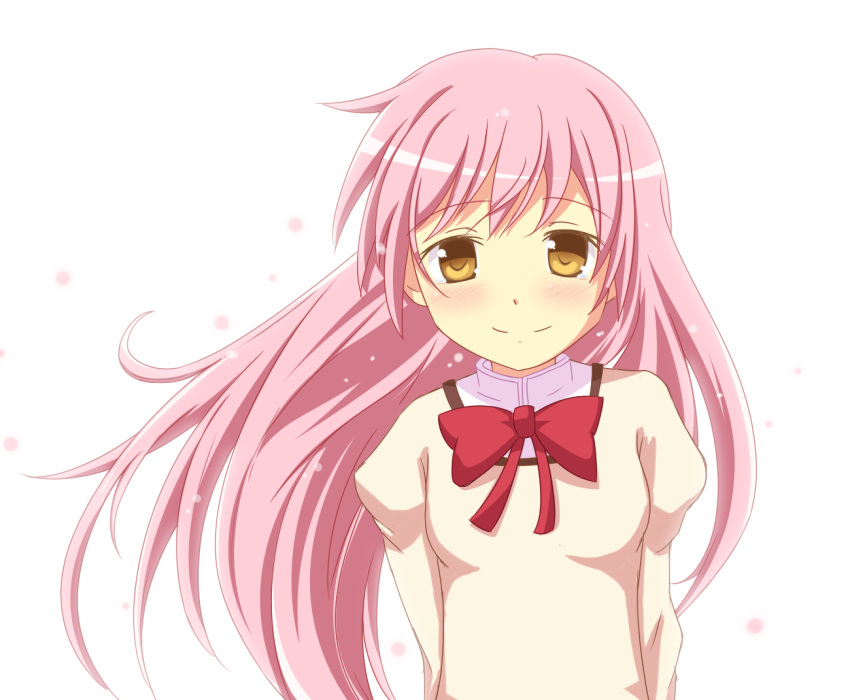 alternate_hair_length, alternate_hairstyle, bow, goddess_madoka, hair_down, kaname_madoka, long_hair, looking_at_viewer