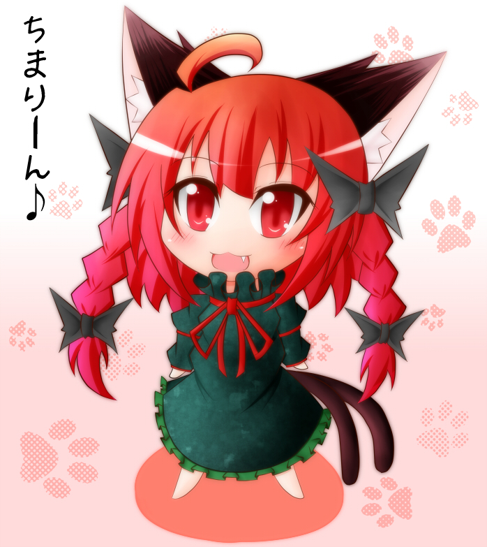 :3, ahoge, animal_ears, blush, braid, cat_ears, cat_tail, chibi