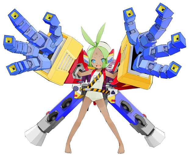 ahoge, dark_skin, loli, machine, mimmy, no_more_heroes, official_art, okama