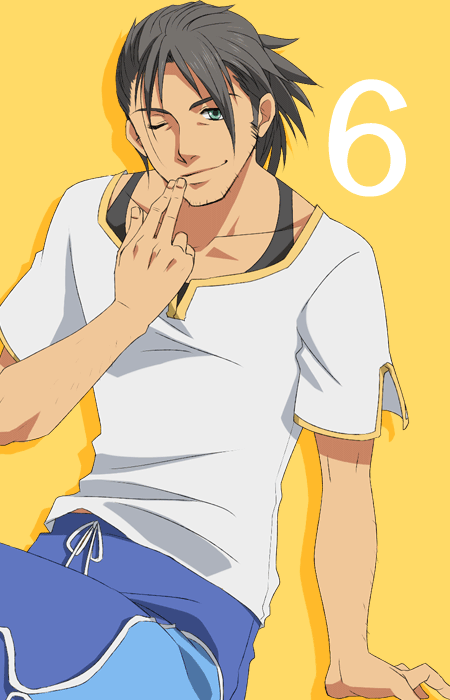 black_hair, celestial_s, facial_hair, green_eyes, male, number, pii_(celestial_songs), raven