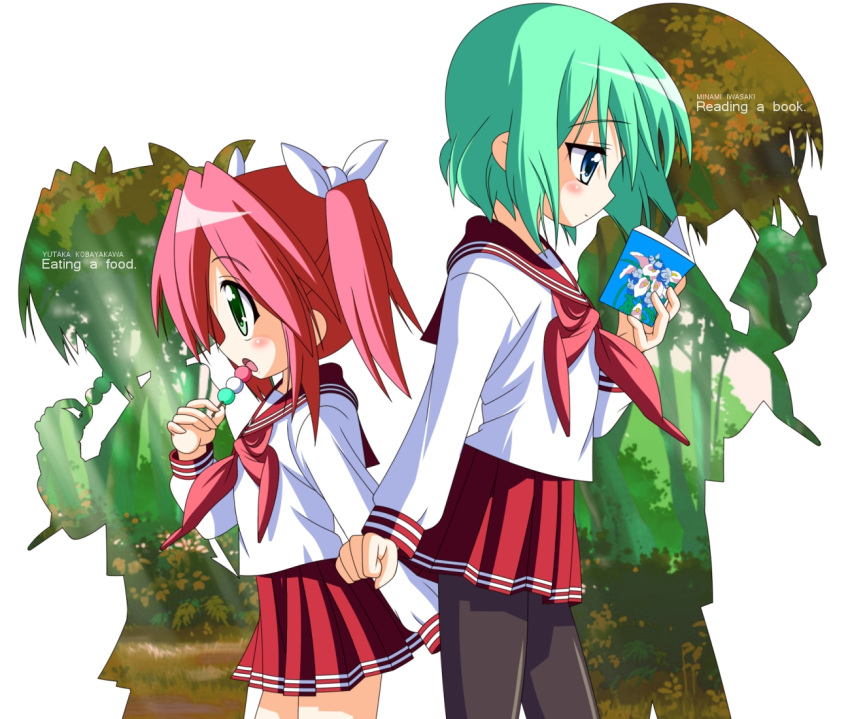 bad_id, dango, english, engrish, food, green_eyes, green_hair, iwasaki_minami