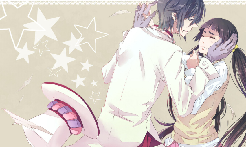 closed_eyes, eyes_closed, gloves, hair_ornament, hat, kamiki_izumi, kamiki_izumo, long_hair
