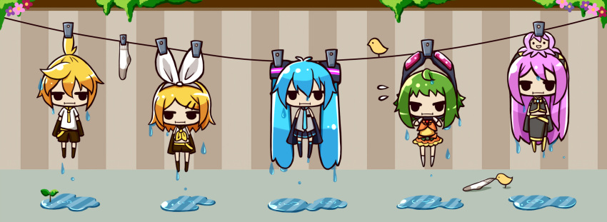 :i, bow, chibi, clothesline, footwear, goggles, gumi, hatsune_miku