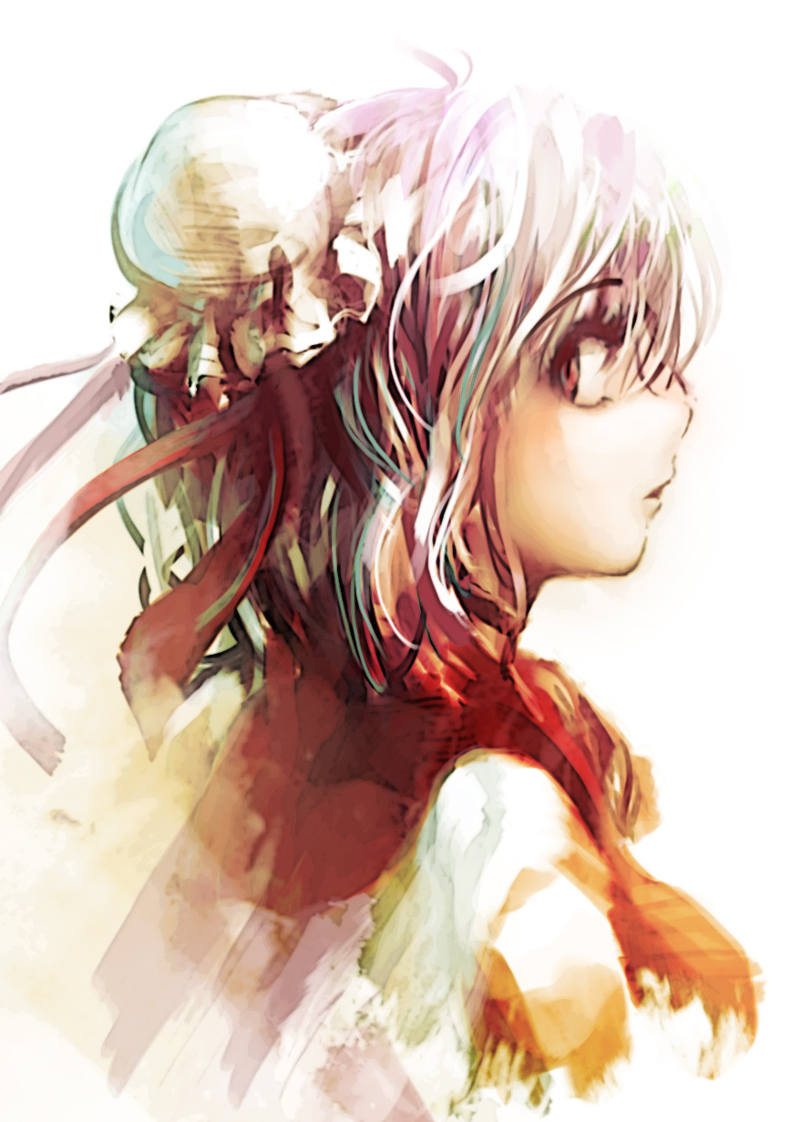 azzie_(az_man_studios), bun_cover, bust, double_bun, hair_ribbon, highres, ibara_kasen, ibaraki_kasen