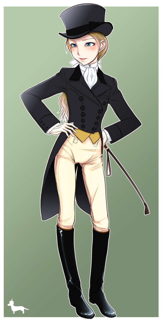 coat, copyright_request, gloves, hat, highres, riding_crop, solo, toge_inu