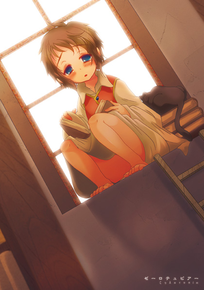 animal, axis_powers_hetalia, bad_id, barefoot, blue_eyes, book, bottomless, brown_hair, cat, greece_(hetalia), male, matsuzono, solo