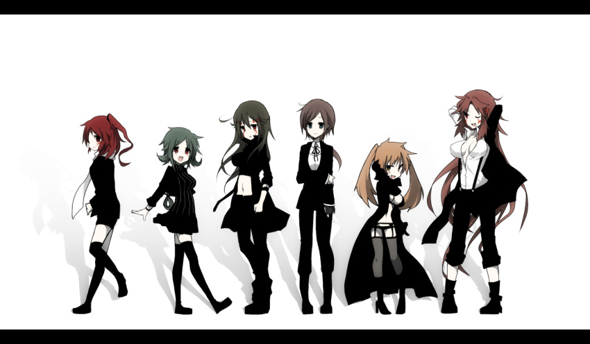 black_suit, bloodghast, blue_eyes, breasts, brown_hair, captivating_vampire, facial_mark, fingerless_gloves