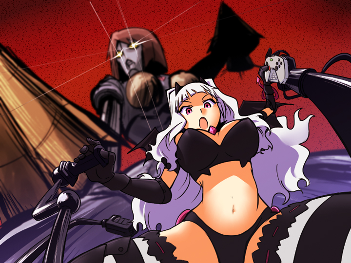 breasts, choker, drill, hairband, idolmaster, joystick, long_hair, lowres