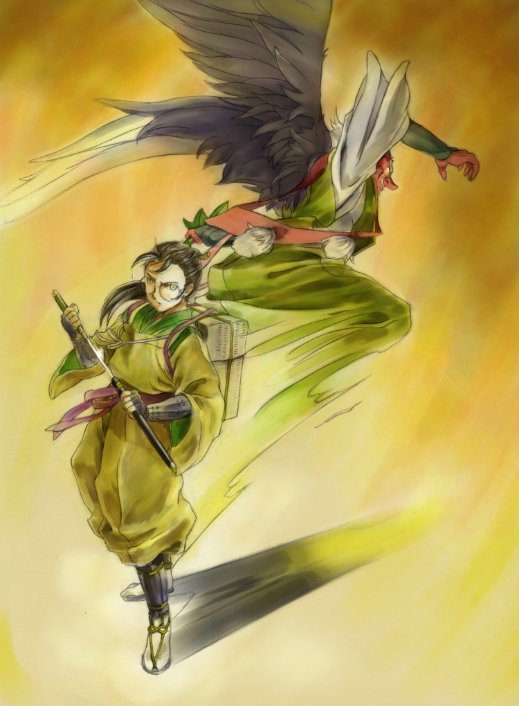 cave_(developer), glasses, guwange, japanese_clothes, kamono_gensuke, kirinmaru, long_hair, nakajimayou