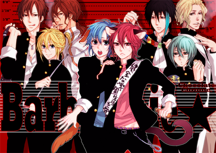 6+boys, animal_ears, cat_ears, cat_tail, cigarette, everyone, formal, genderswap
