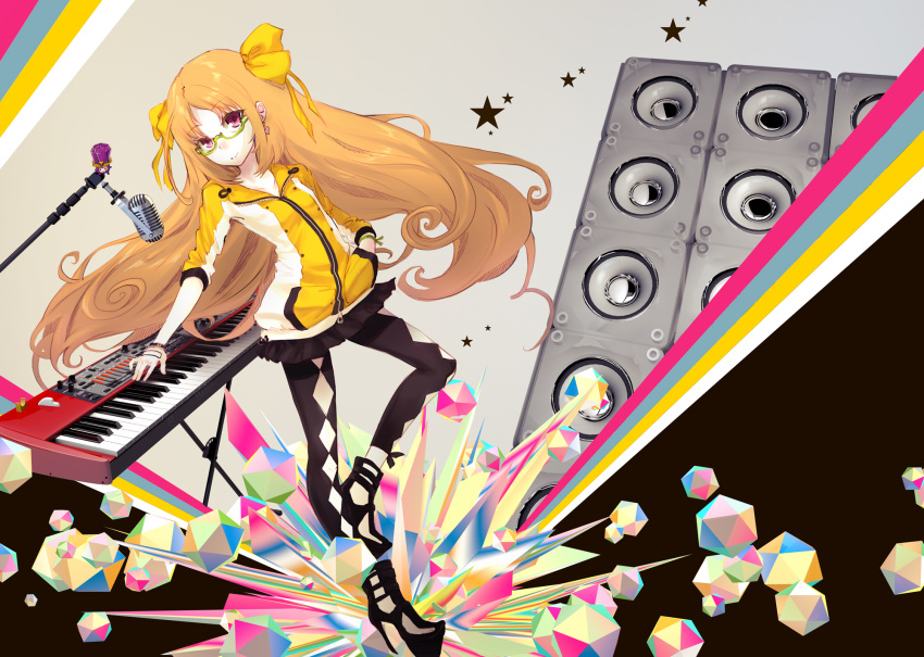 ako_(suite_precure), alternate_hairstyle, argyle, argyle_legwear, bow, fairy_tone, glasses, hair_bow