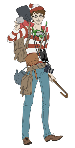 backpack, bag, cane, facial_hair, gb, genmaipudding, glasses, male
