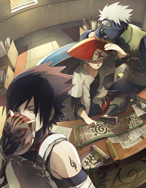 adult, bandage, bandages, black_hair, blonde_hair, facial_mark, flak_jacket, forehead_protector