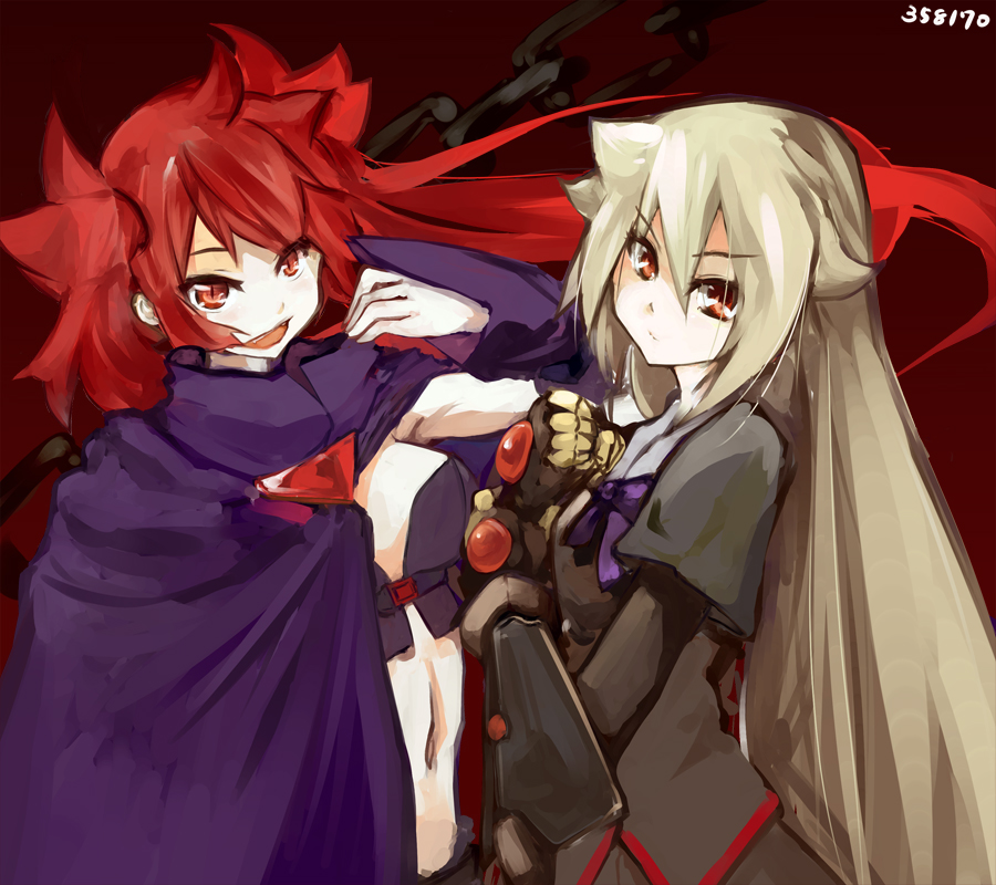 arcana_heart_3, blonde_hair, cape, chain, chains, gloves, kamui0226, long_hair