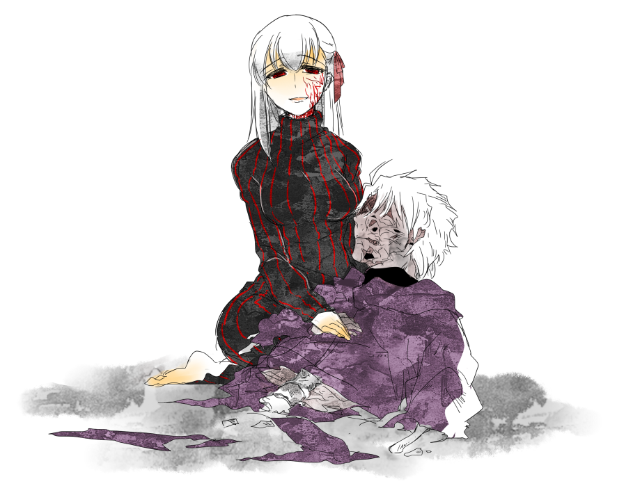 1girl, bone, corpse, dark_sakura, fate/stay_night, fate/zero, fate_(series), kinroh