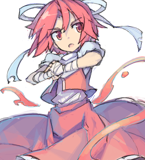 bandages, drawr, oekaki, open_mouth, pera, red_eyes, red_hair, redhead