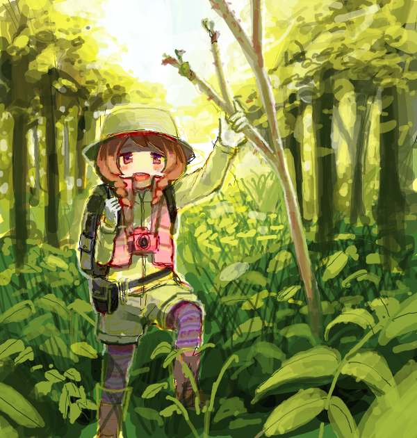 brown_hair, forest, hat, inazuma_eleven, inazuma_eleven_(series), inazuma_eleven_go, mamedenkyuu_(kana), nature
