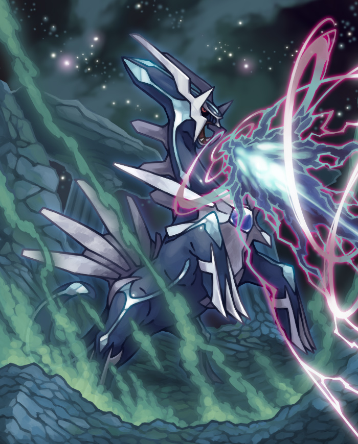 dialga, energy_blast, no_humans, pearl7, pokemon, pokemon_(creature), solo, space