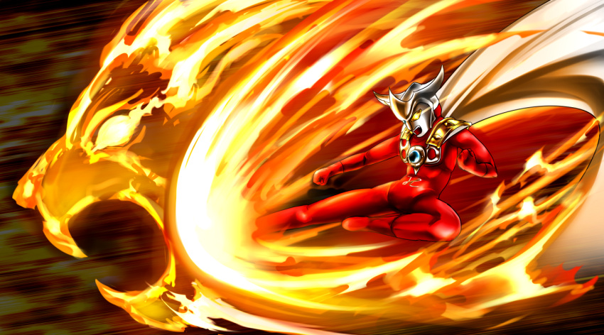 cape, cutman0001, kicking, lion, solo, ultra_series, ultraman_leo, ultraman_leo_(series)
