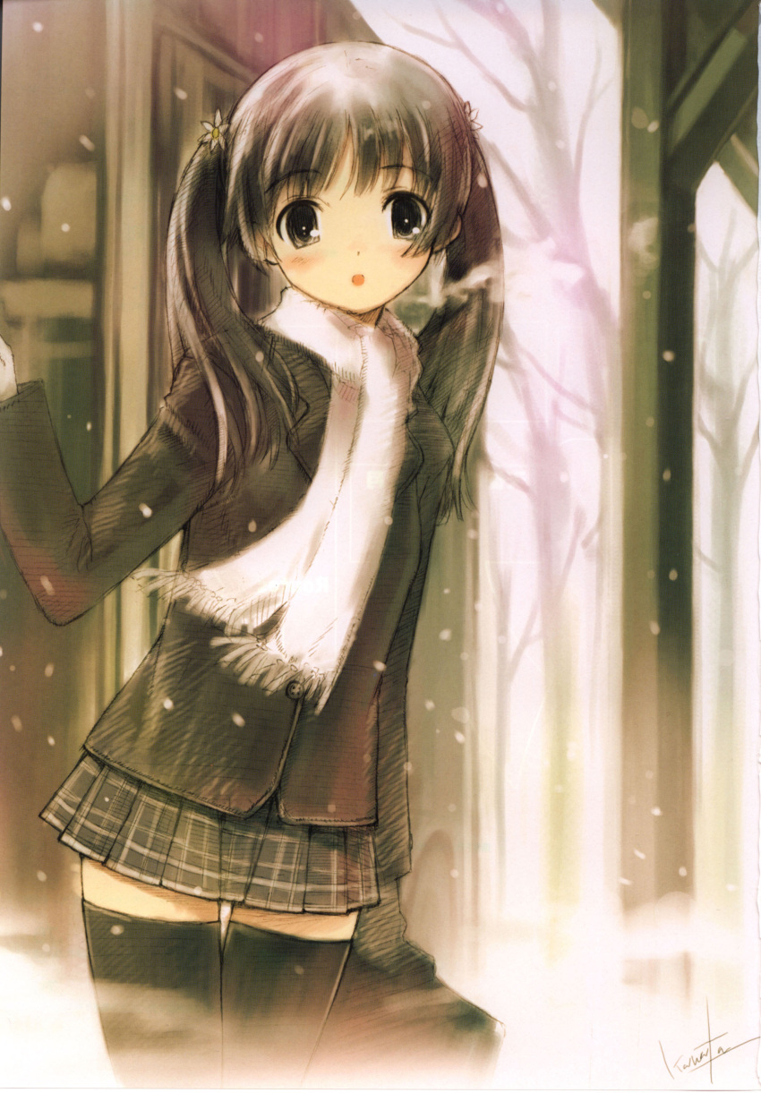 absurdres, breath, brown_eyes, brown_hair, highres, jacket, kawata_hisashi, leaf_(studio)