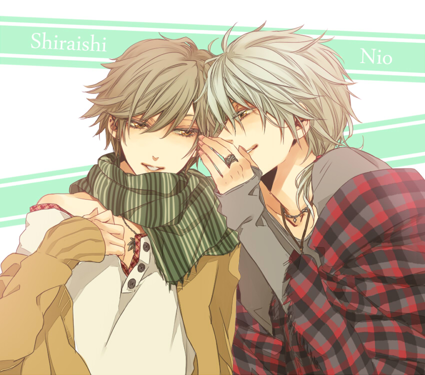 brown_hair, character_name, jewelry, male, multiple_boys, necklace, niou_masaharu, ring