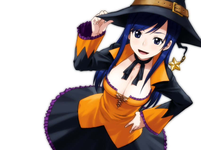 1girl, blue_hair, breasts, cleavage, dream_c_club, dream_c_club_zero, female, halloween