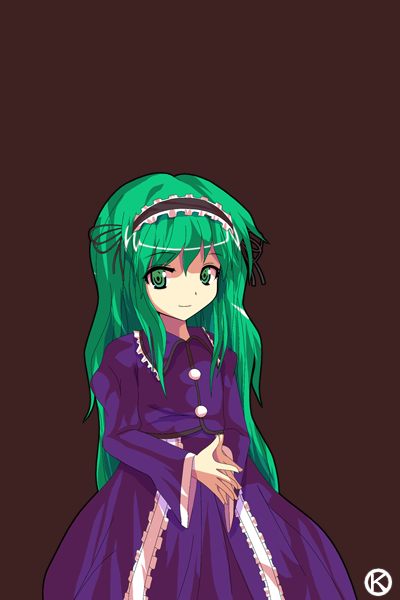 alphes_(style), dress, green_eyes, green_hair, headdress, kaoru_(gensou_yuugen-an), layla_prismriver, long_hair