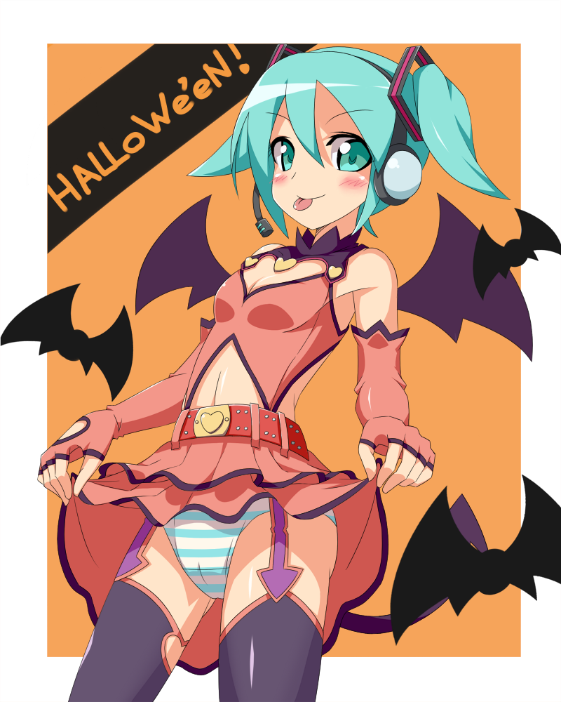 :p, alternate_hair_length, alternate_hairstyle, aqua_eyes, aqua_hair, bat, bat_(animal), child