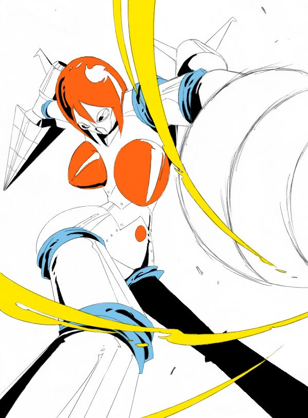 drill, hogeroh, idolmaster, mecha, mujin_gattai_kisaragi, no_humans, orange_hair, solo