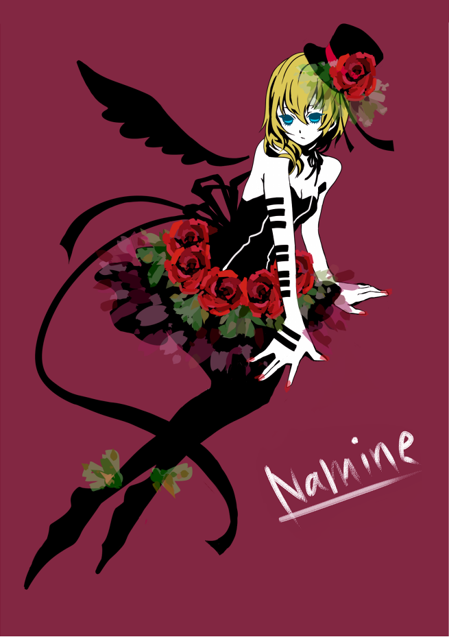 black_legwear, blonde_hair, blue_eyes, hat, kingdom_hearts, namine, pantyhose, sakana_(endokana)