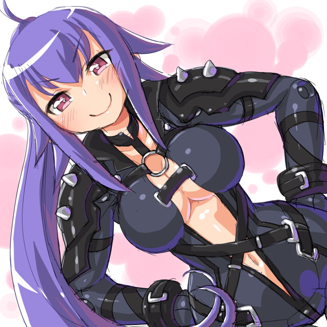 breasts, busou_shinki, c:, character_request, dd_(artist), dutch_angle, hands_on_hips, jill_rivers