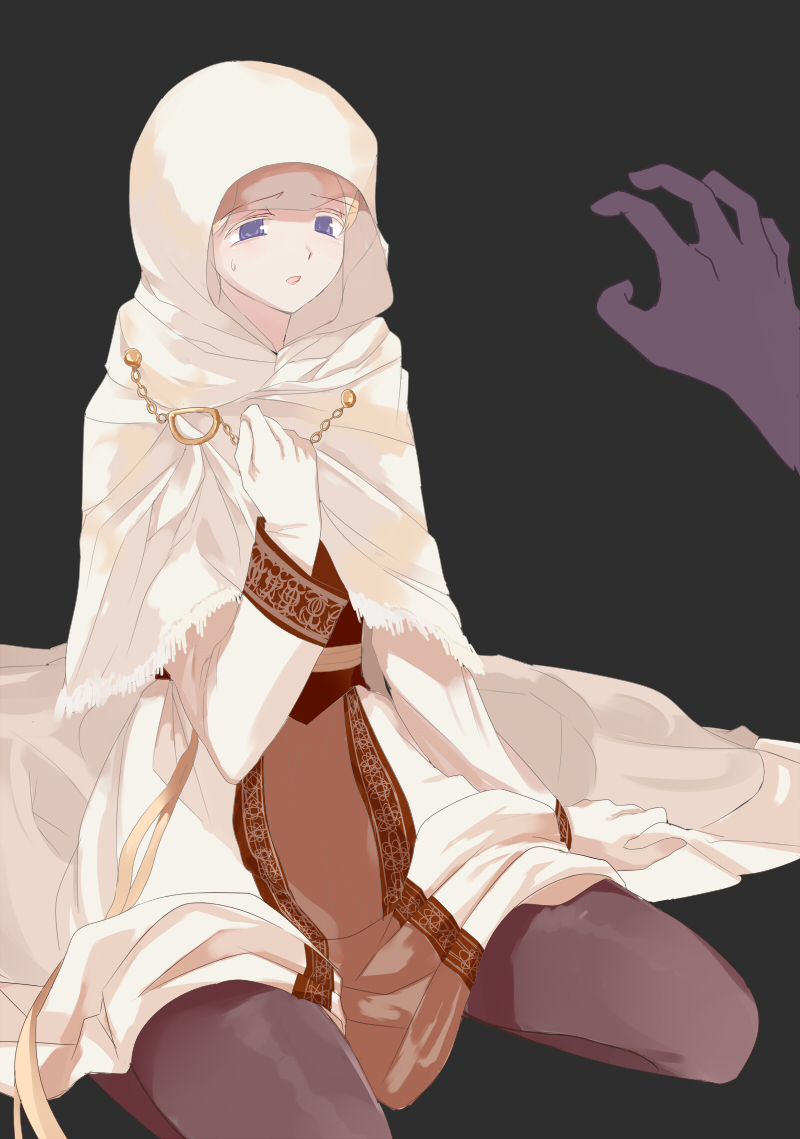 blonde_hair, blue_eyes, dark_souls, hood, nanami_(mimimimimimimi), reah_of_thorolund, rhea_of_thorolund