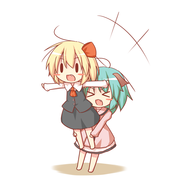 >_<, animal_ears, ascot, blonde_hair, blush_stickers, chibi, closed_eyes, dress