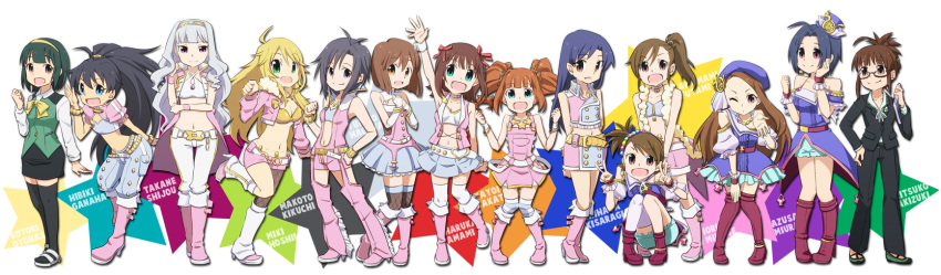 :d, ahoge, akizuki_ritsuko, amami_haruka, belt, black_hair, blonde_hair, book