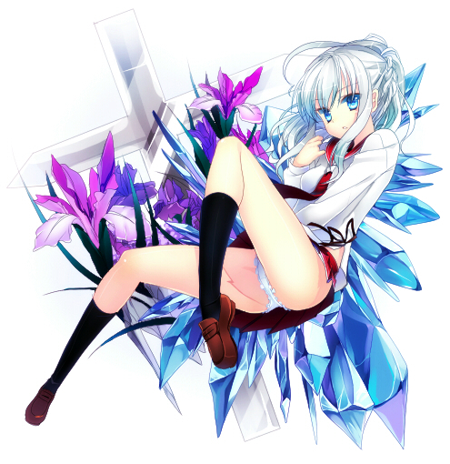cross, footwear, hidan_no_aria, hitohira_(shiroringo48), jeanne_d'arc_(hidan_no_aria), jeanne_d'arc_(hidan_no_aria), loafers, necktie