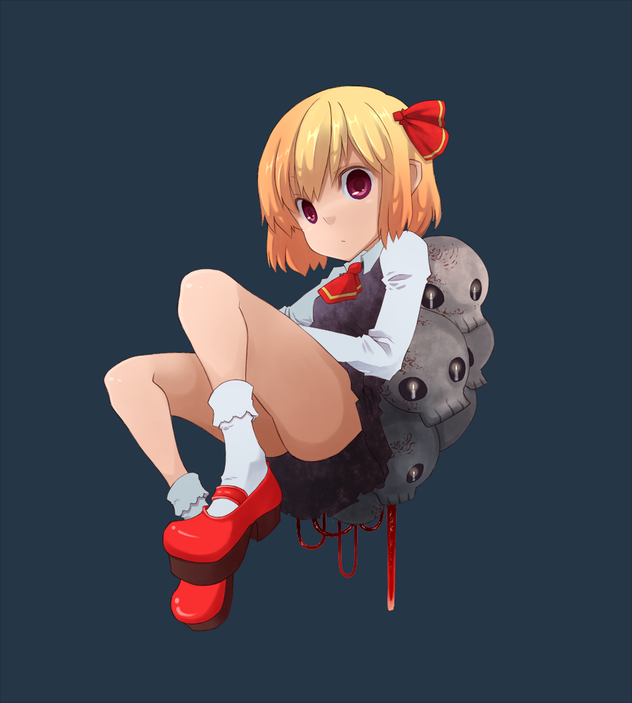 blonde_hair, blood, candle, hovering, mary_janes, red_eyes, ribbon, rumia