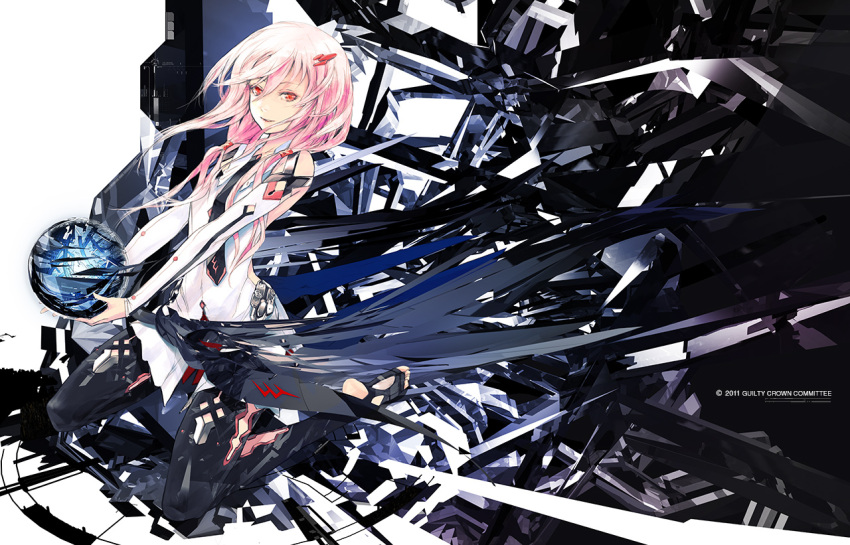 barefoot, chelly_(supercell), hair_ornament, hairclip, long_hair, necktie, payot, pink_eyes