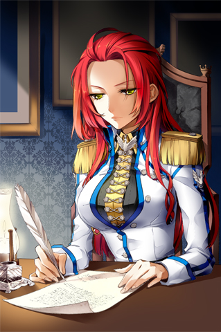 breasts, candle, chair, coat, cocoon_(loveririn), epaulettes, feathers, jaina_preventer