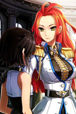 badge, belt, black_hair, breasts, choker, coat, corset, dress_shirt