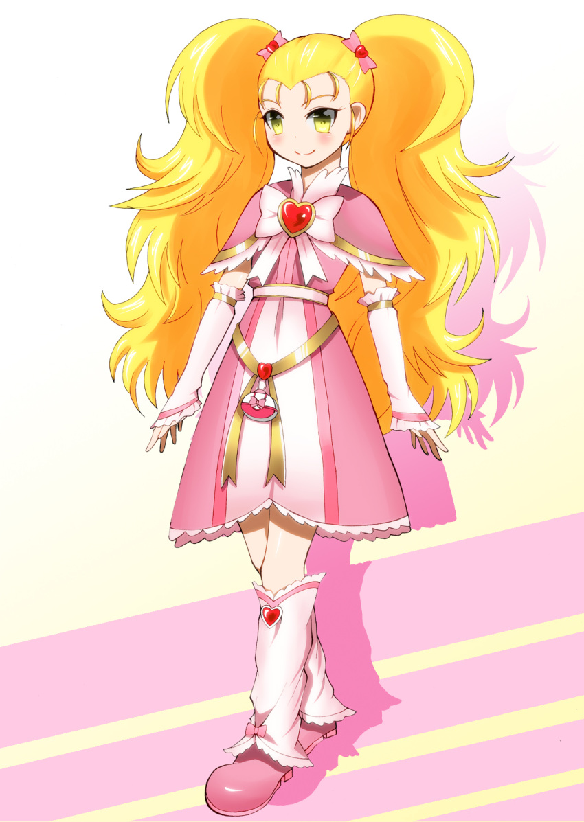 blonde_hair, dress, futari_wa_precure, futari_wa_precure_max_heart, gyuniku, heart, highres, kujou_hikari